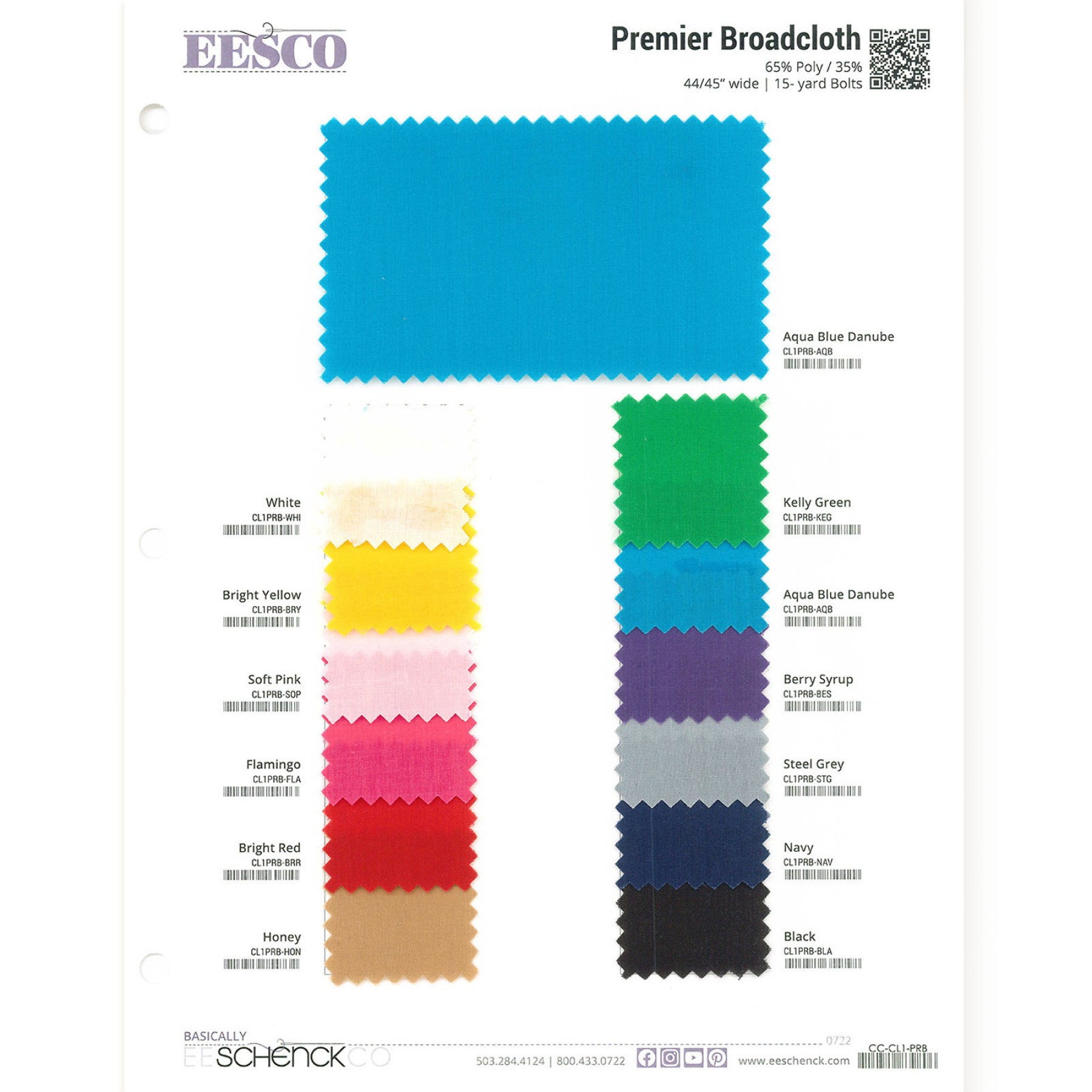 EESCO Premier Broadcloth Color Card EE Schenck Company