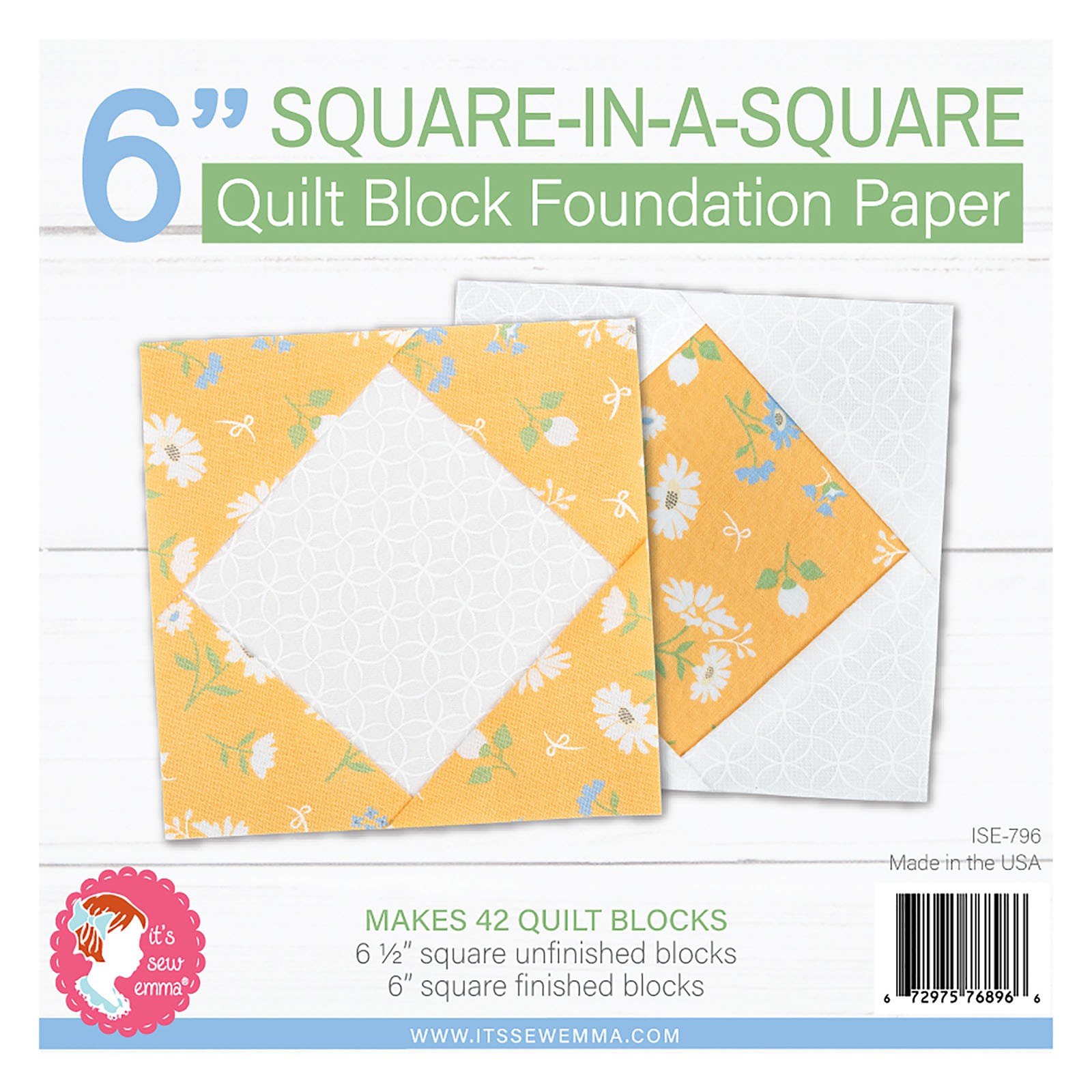 6" Square in a Square Quilt Block Foundation Paper EE Schenck Company