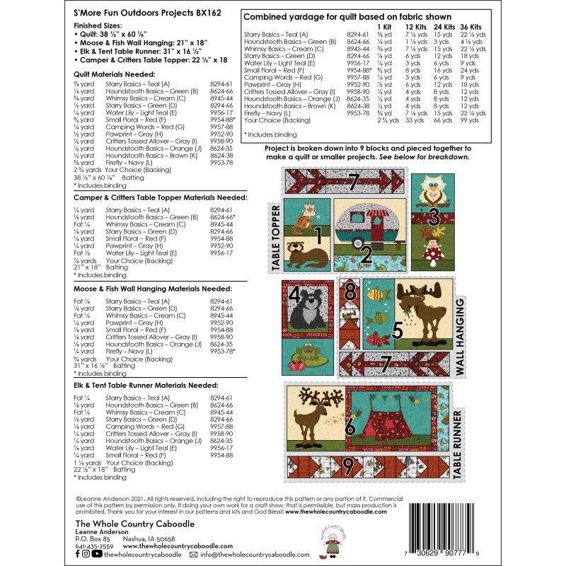 S More Fun Outdoors BOM Applique Quilt Projects Precut Pack EE S More Fun Outdoors BOM Applique Quilt Projects Precut Pack EE