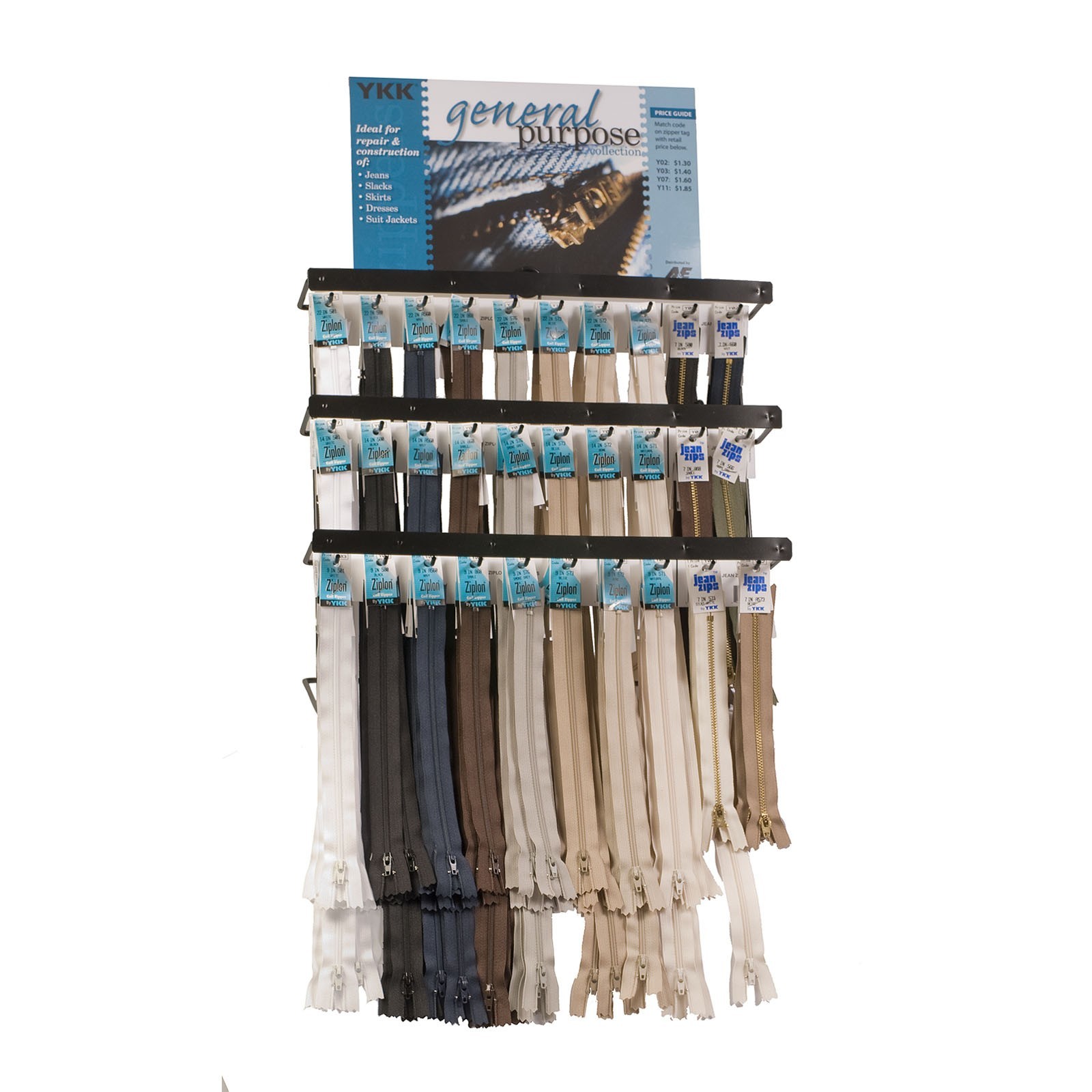 General Purpose Zipper Assortment Display EE Schenck Company